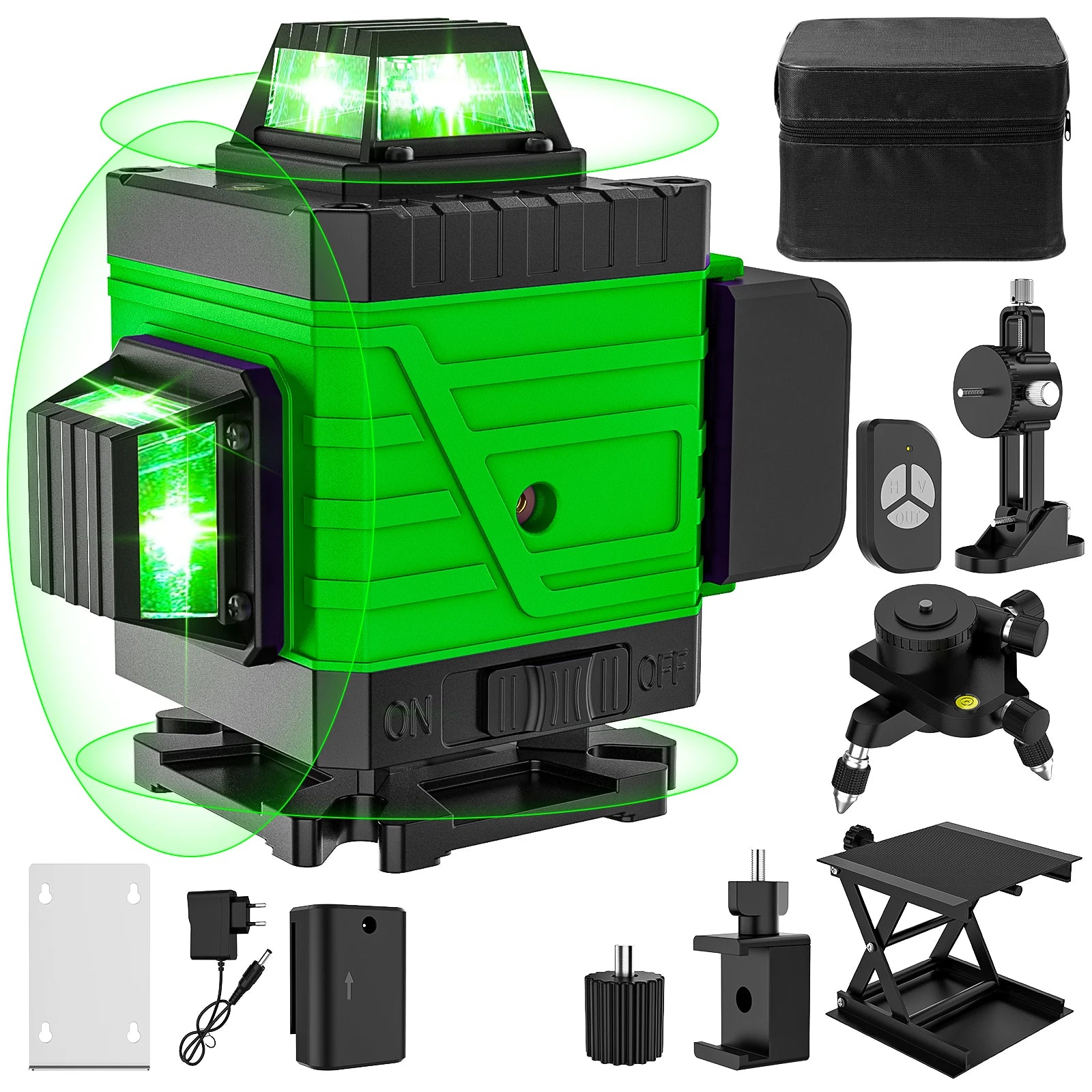 4D Laser Level with 360° Green Beam Projection