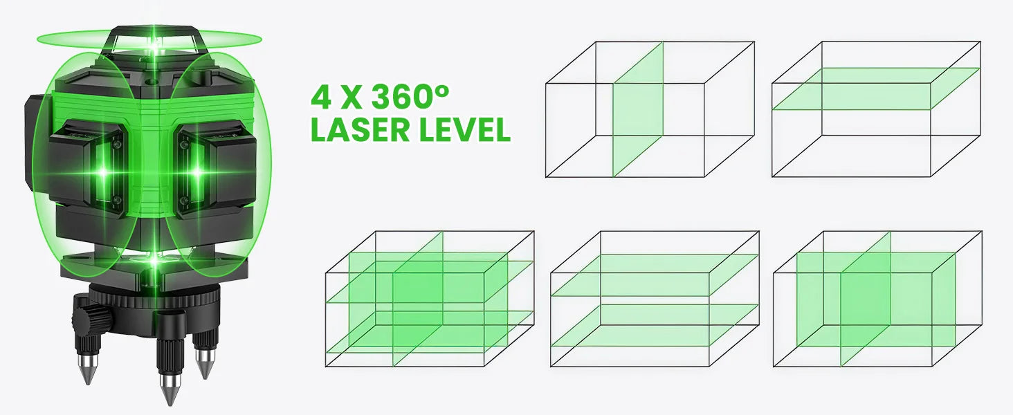16 Lines 4D Laser Level green line SelfLeveling 360 Horizontal & Vertical power Laser level Professional Construction Tools