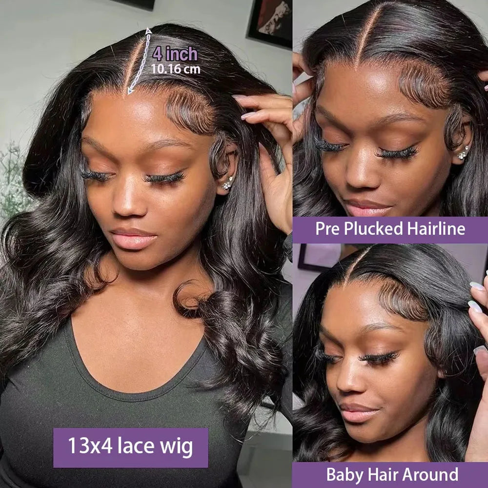 220% Density Body Wave Glueless Human Hair Bob Wig