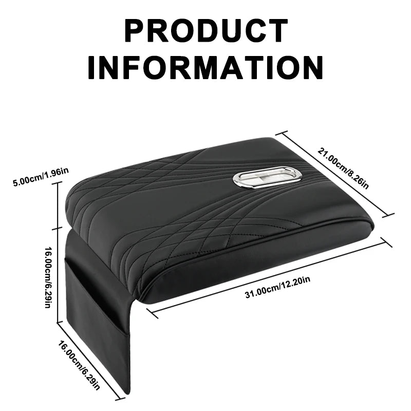 SEAMETAL Car Arm Rest Box Cover Memory Foam Center Console Extension Elbow Support Cushion with Tissue Holder Armrest Cover Pad
