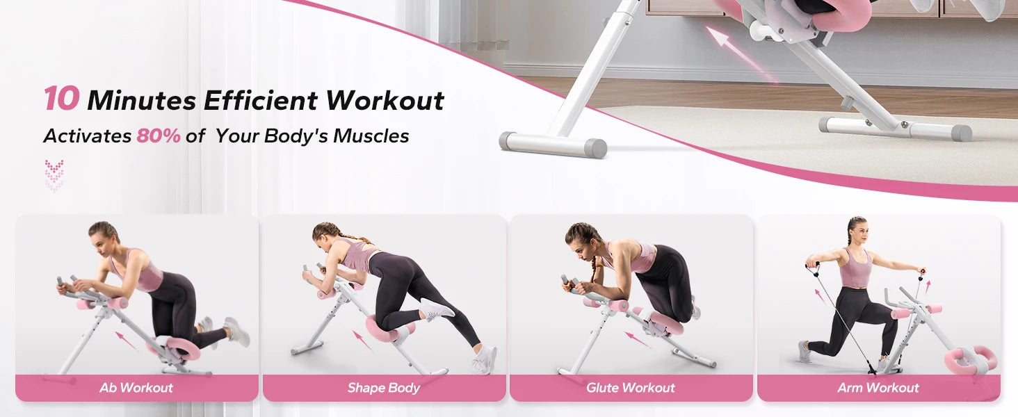 Adjustable Ab Trainer Machine Foldable Core Workout with LCD Monitor