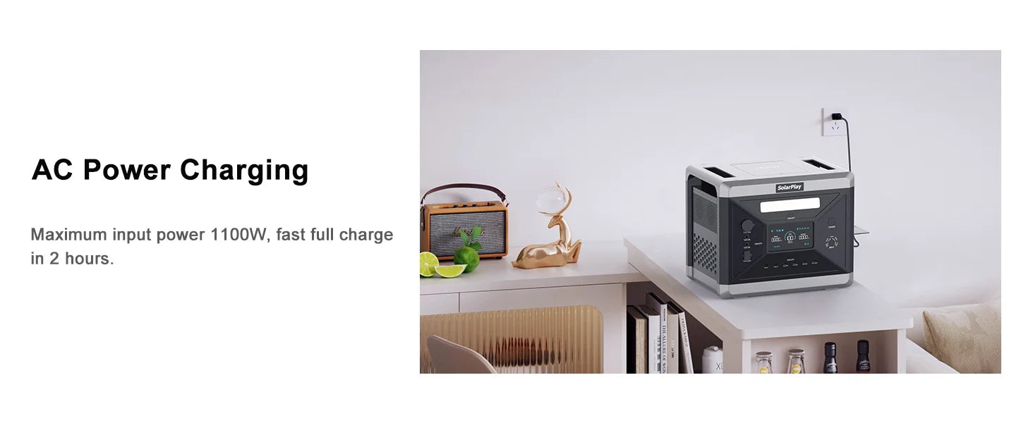 Bærbar Strømstation 2160Wh 2400W Solgenerator Backup