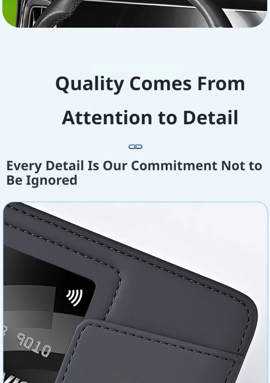SEAMETAL Universal Car Sun Visor Organizer Microfiber Leather Ultra-Slim Powerful Magnetic Glasses Clip 3-in-1 Car Storage Bag