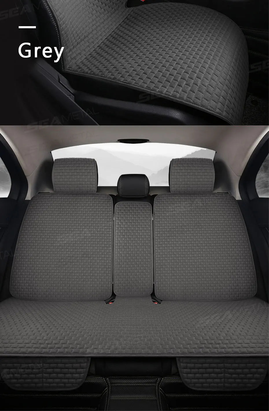 SEAMETAL Breathable Car Seat Cover 100% Linen Cooling Seat Cushion Wear-Resistant Sweat-Absorbing Seat Protector for Suv Sedan