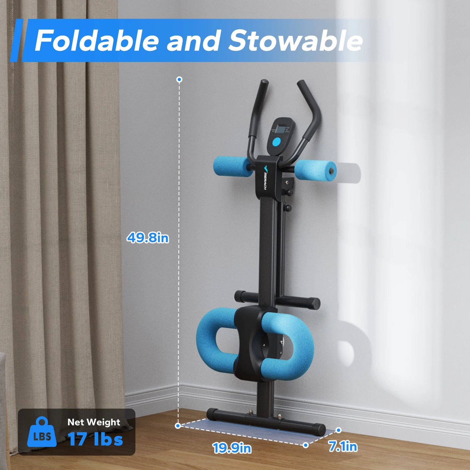 Adjustable Ab Trainer Machine Foldable Core Workout with LCD Monitor