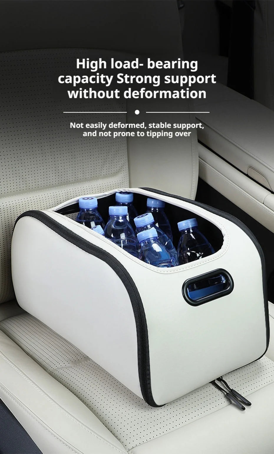 SEAMETAL Large Capacity Car Seat Organizer Universal Portable Storage Bag Zipper Side Opening Design Wear-Resistant Pu Leather