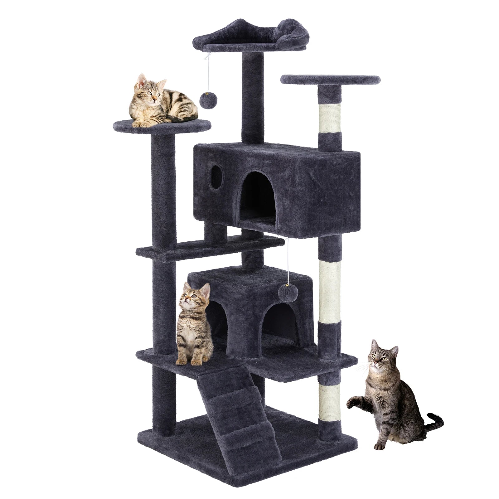 54in Multi-Level Cat Tree Tower with Condo & Sisal Scratching Posts