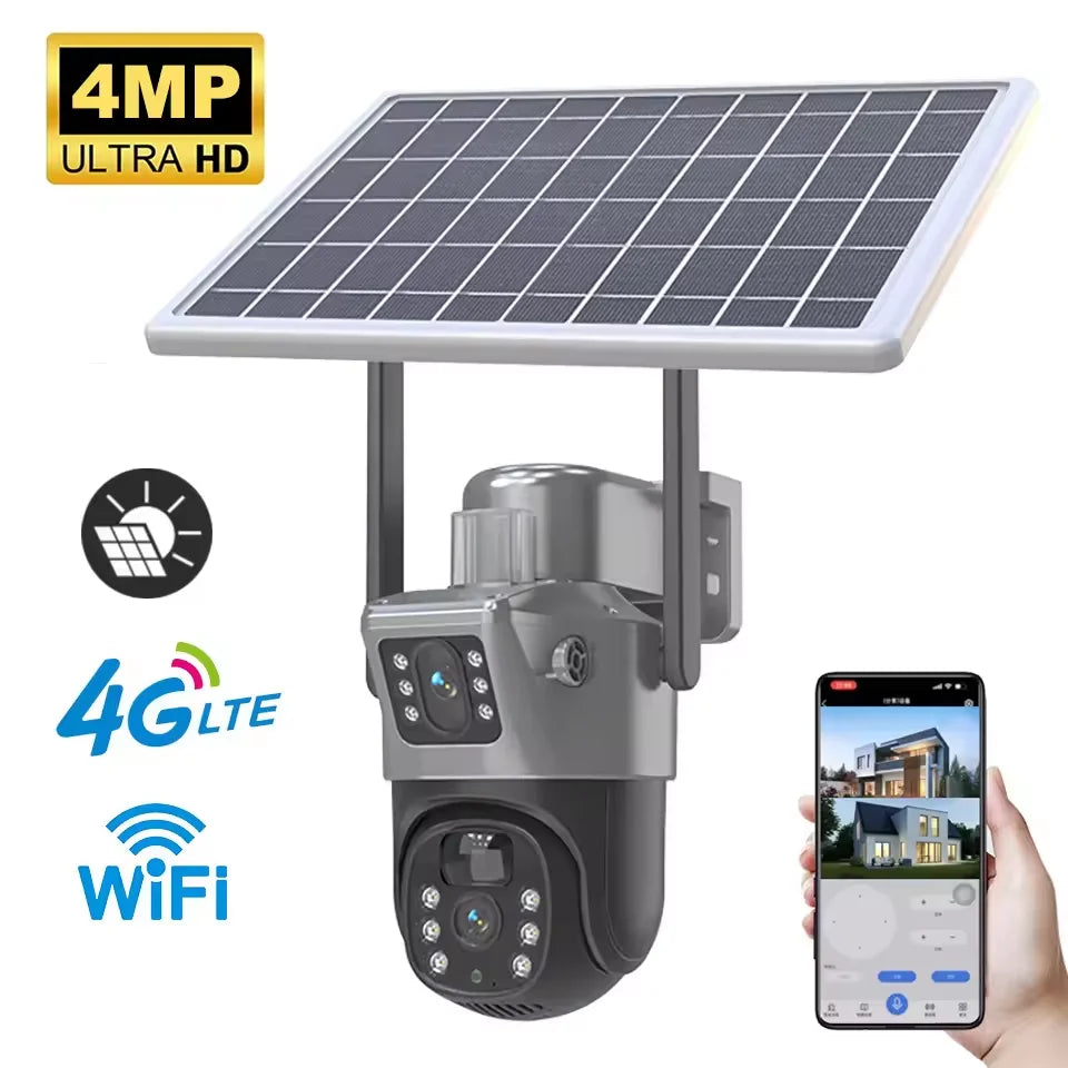 Fotocamera PTZ solare a doppia lente – opzioni Wi-Fi o 4G