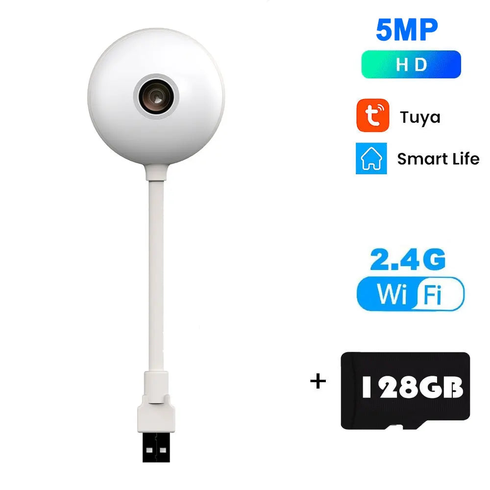 Tuya 5MP Mini WiFi Camera Indoor 2K Security Camera for Baby Monitor Wireless USB Plug IP Surveillance AI Auto Tracking Babe Cam
