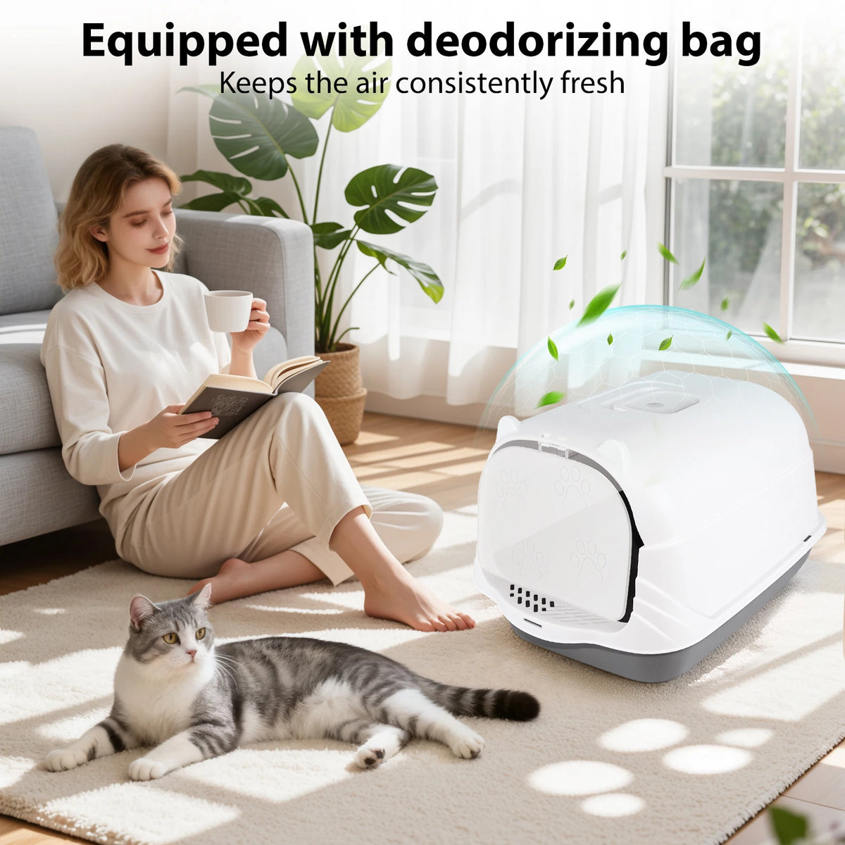 Enclosed Cat Litter Box with Scoop