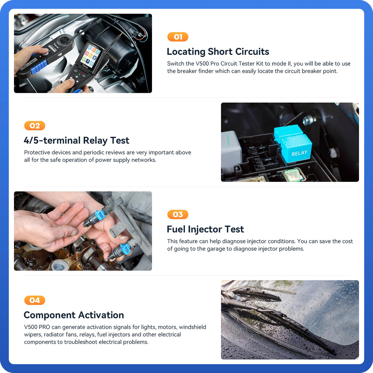 VDIAGTOOL V500PRO Autóipari áramkör tesztelő 12V/24V jármű power áramkör vizsgáló, breaker kereső eszköz nyitott áramkör detektor