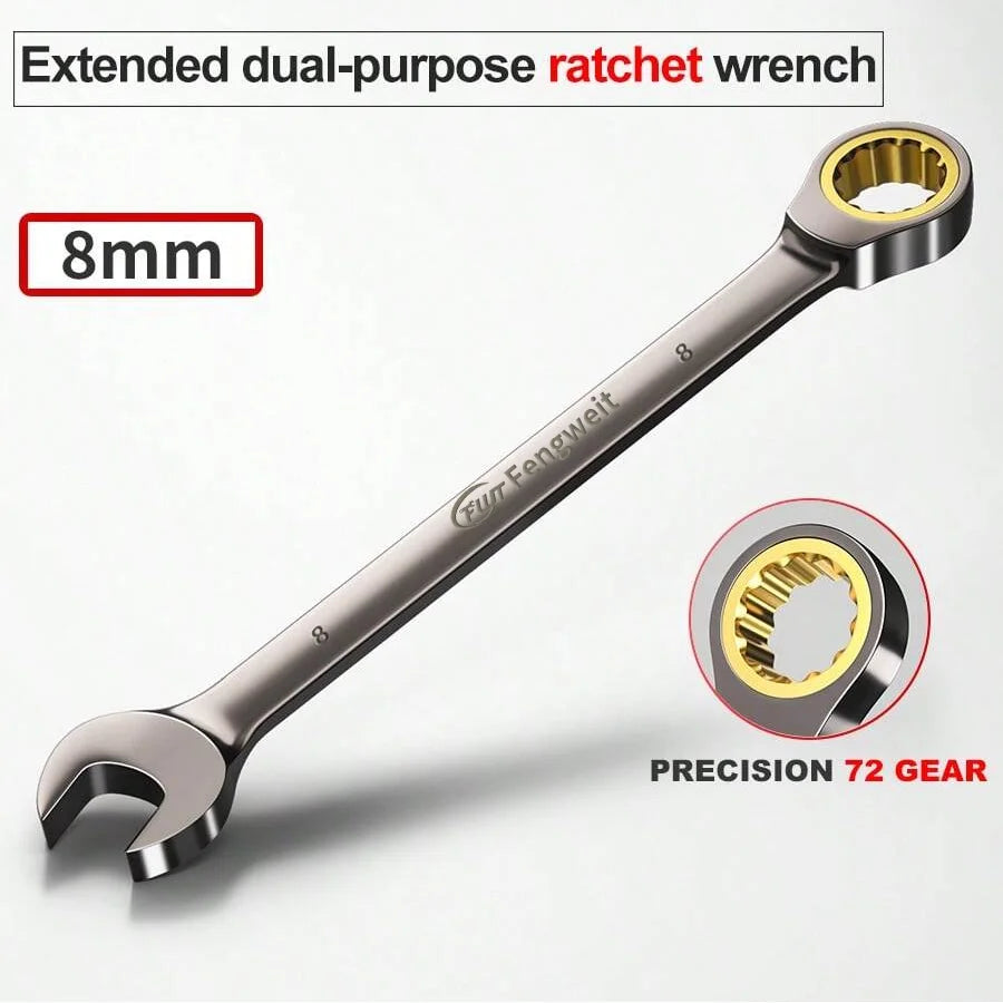 Metric Ratchet Combination Spanner, 6–32 mm Size Options