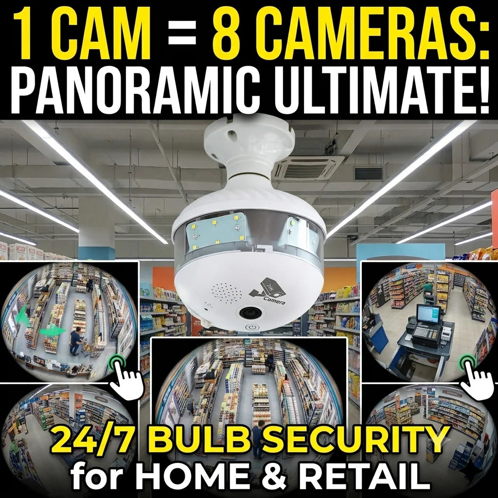2K WiFi Home Light Bulb Camera Light Bulb Camera 360 degree Panoramic IP Camera Full Color Night Vision