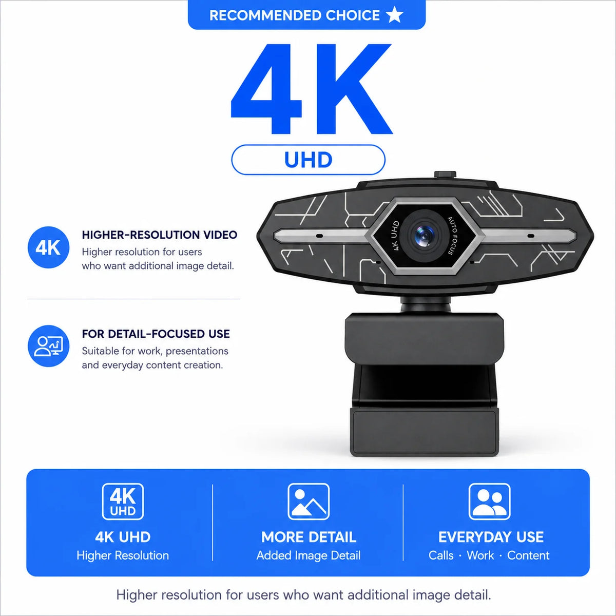 Webcam USB 4K con messa a fuoco automatica e otturatore per la privacy