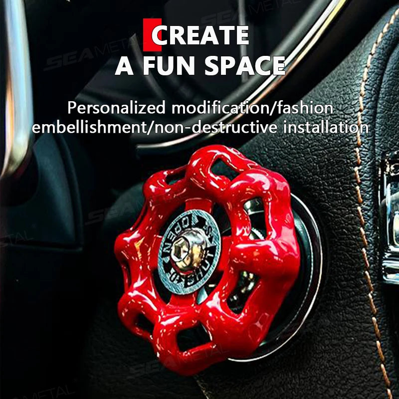 Metal Car Knob Decoration Red Self-Adhesive Interior Trim