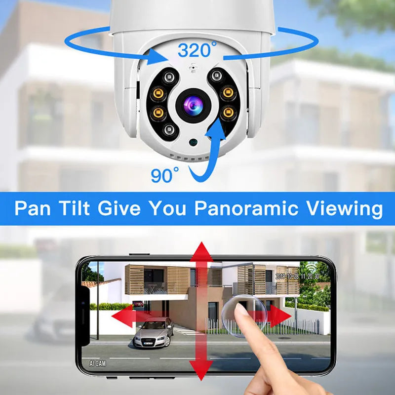 8MP 4K Wireless PTZ Outdoor IP Camera with Color Night Vision and AI Auto Tracking