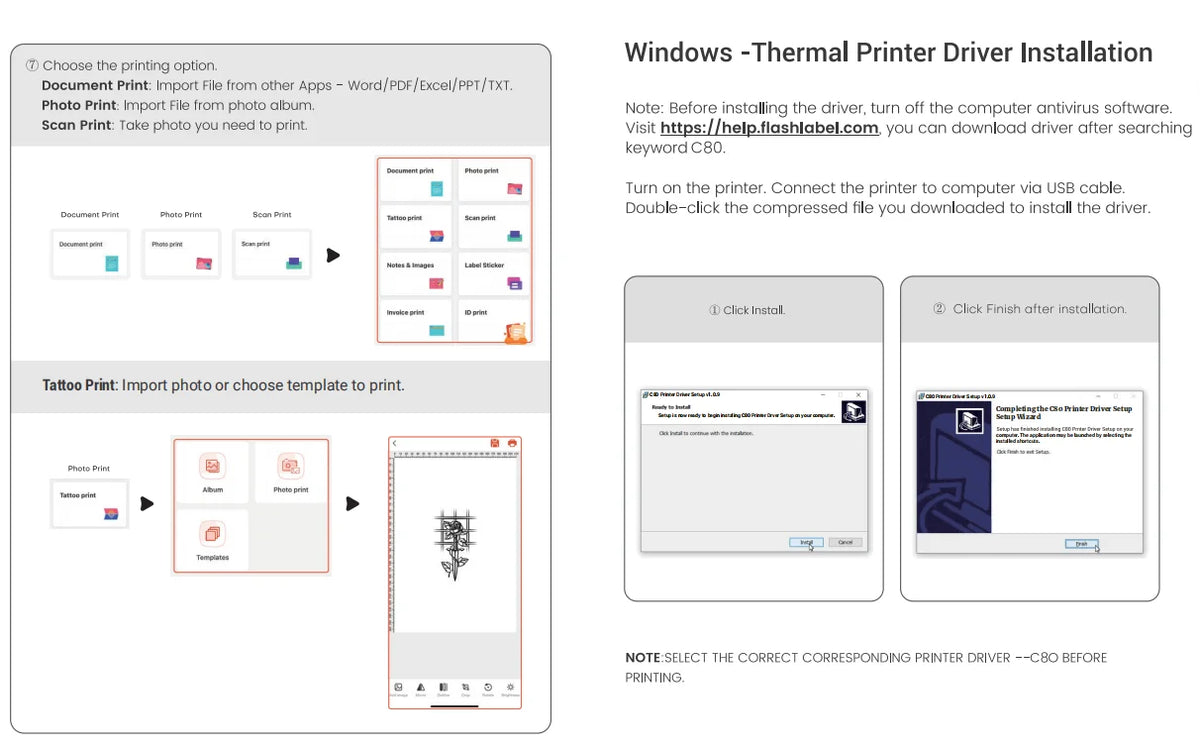 C80 Portable A4 Thermal Printer - Paper Bundles