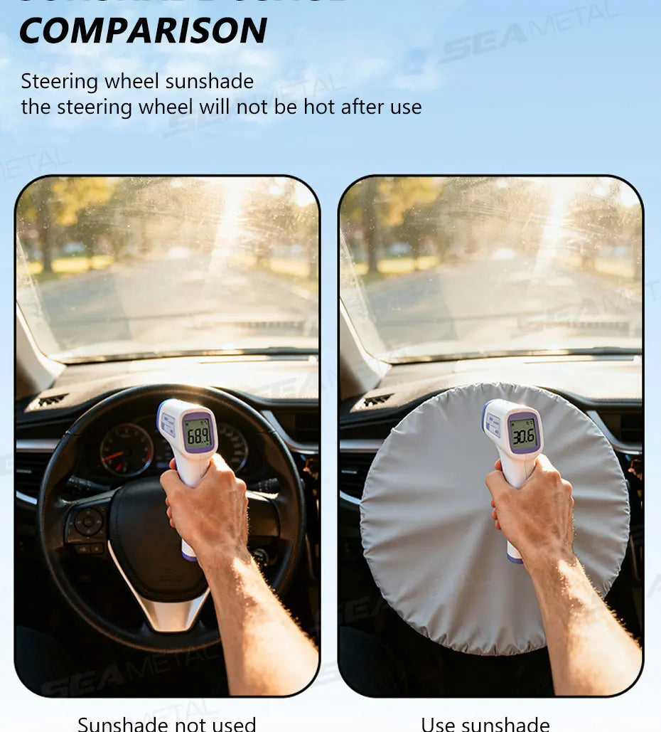 SEAMETAL Steering Wheel Sun Protection Cover Universal Steer Wheel Sun Shade Protector Heat Insulation Prevent Aging Sunshade