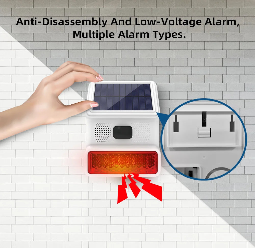 Powered Strobe Sound Flash Waterproof Wireless Outdoor Solar Siren Alarm Siren for 433MHz Wifi GSM Alarm System