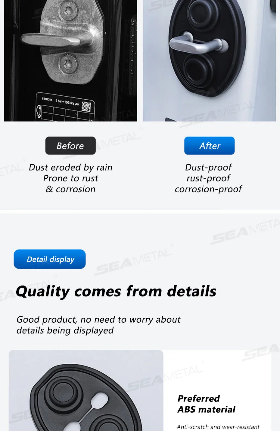 SEAMETAL 4Pcs Door Lock Buckle Cover for Car Door Buffer Cushion Anti-Scrtach Protection Cover Waterproof Door Shock Absorber