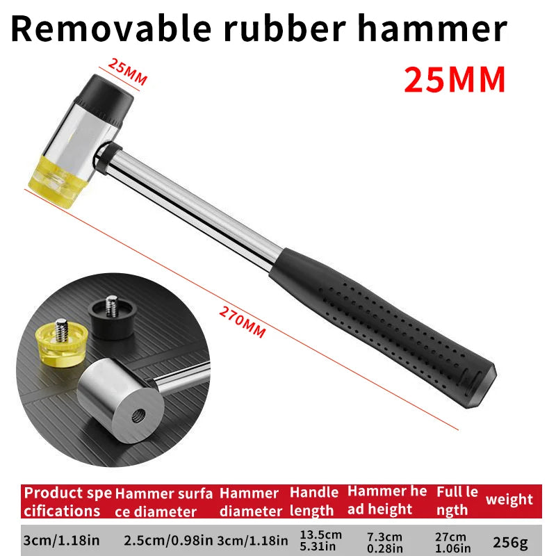 Dual-Face Soft Mallet with Replaceable Heads, 25–45mm
