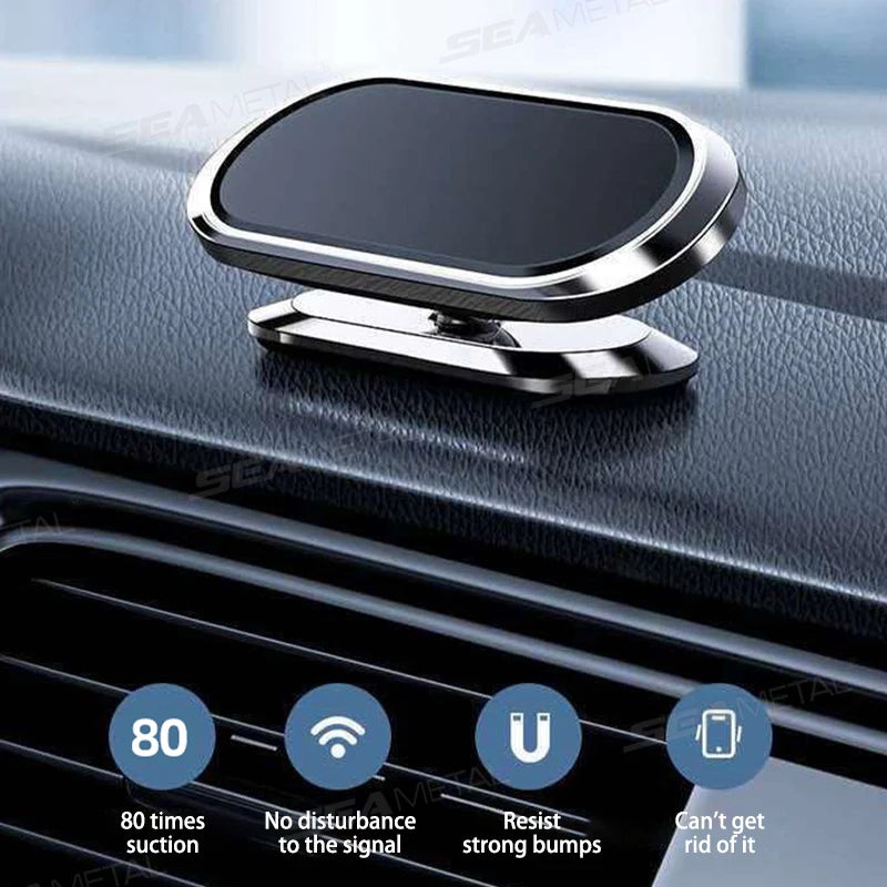 SEAMETAL Magnetic Car Phone Holder 360-Degree Rotation Alloy Dashboard Phone Mount One-Hand Operation Auto Navigation Holder