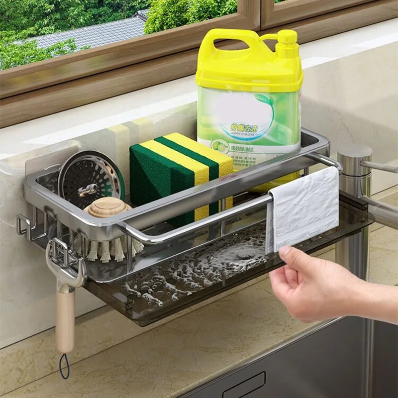 Wall-Mounted Sink Organiser with Removable Drip Tray