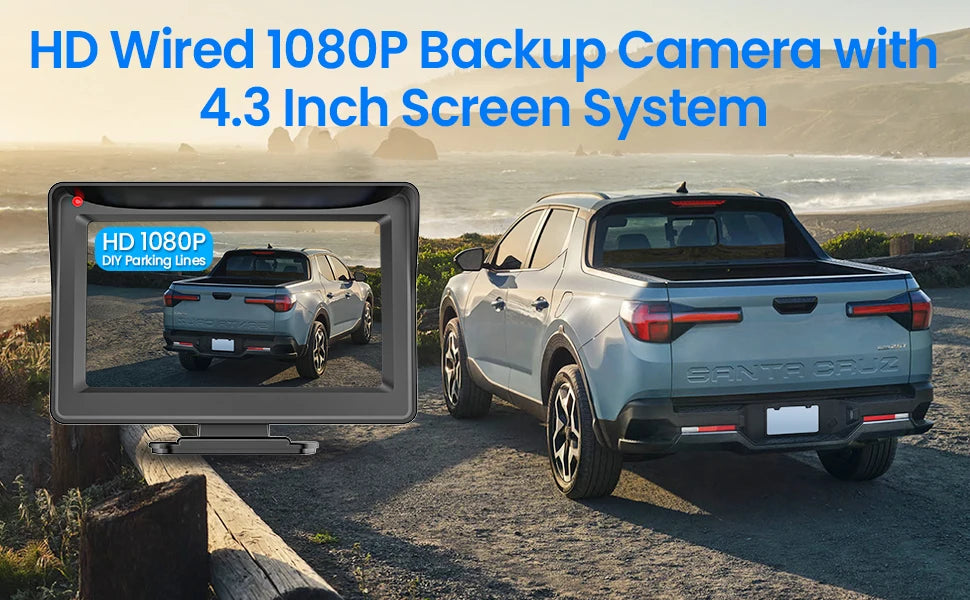 4.3inch Solar Vehicle Wireless Reverse Camera For Car RV Truck Trailer Pickup 12V-32V Car Monitor 1080P HD WIFI Rear View Camera