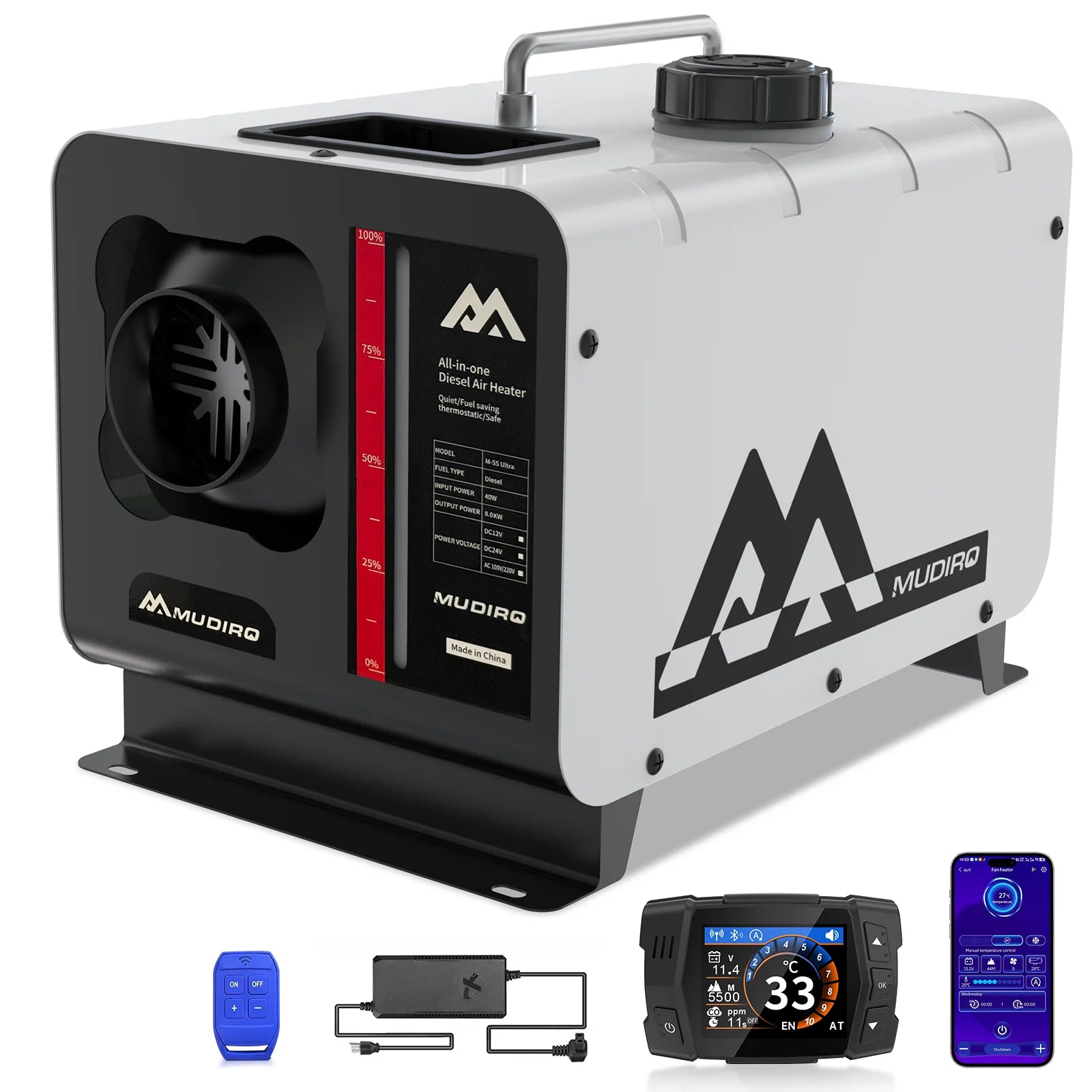 Mudiro 8KW Dizel Isıtıcı CO Koruması ve TFT Kontrol ile