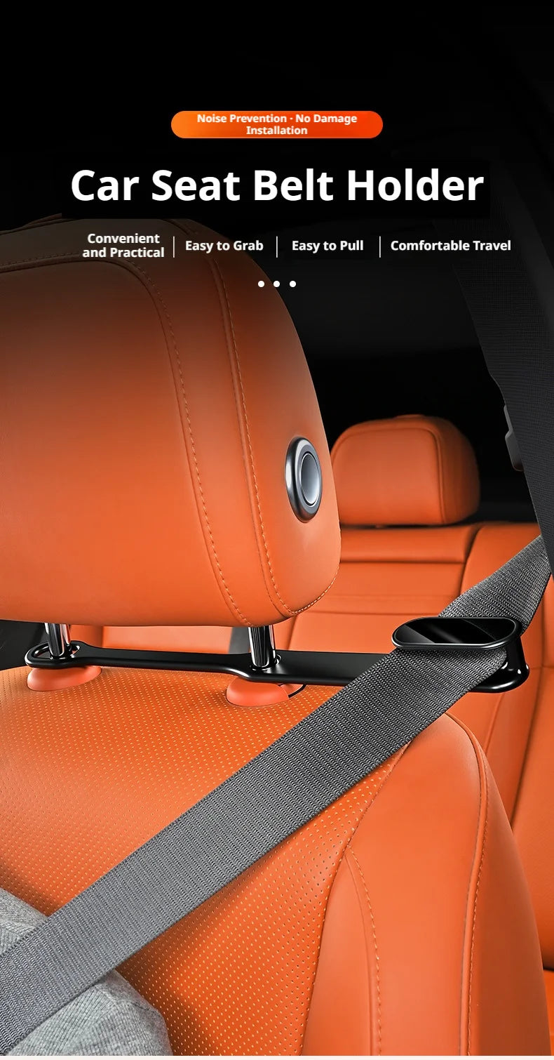SEAMETAL Car Seat Belt Holder Headrest Seat Belt Fastener Mount Backseat Seatbelt Guide Reduce Noise Relieve Shoulder Friction