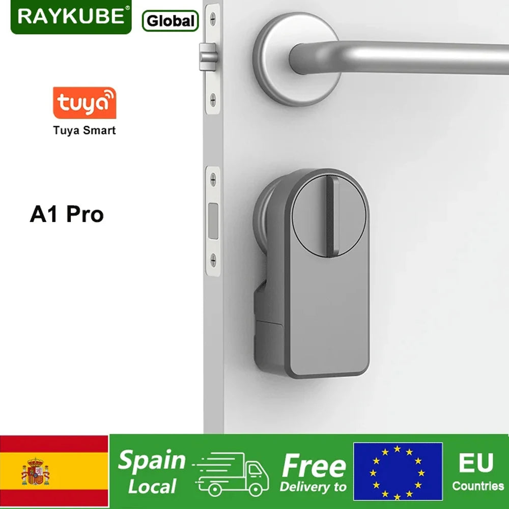 RAYKUBE A1 Pro Tuya Bluetooth Smart Door Lock Tuya/ Smart Life APP Unlock No drilling required Delivery From Spain To EU Countri
