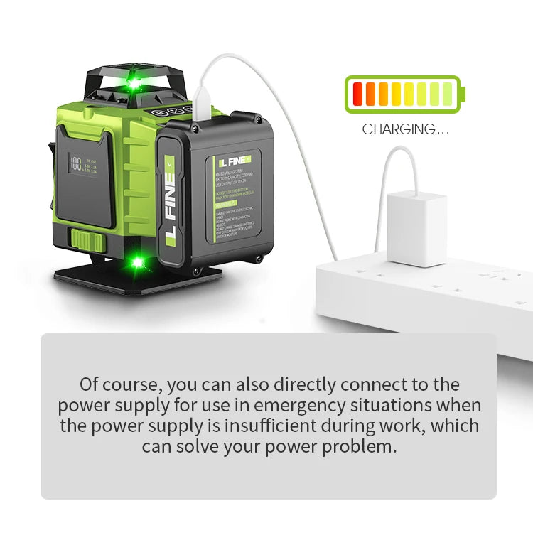 16 Lines 4D Laser Level 12 Lines 3D level 360°Self-leveling Horizontal and Vertical Cross Super Powerful Green Laser Beams