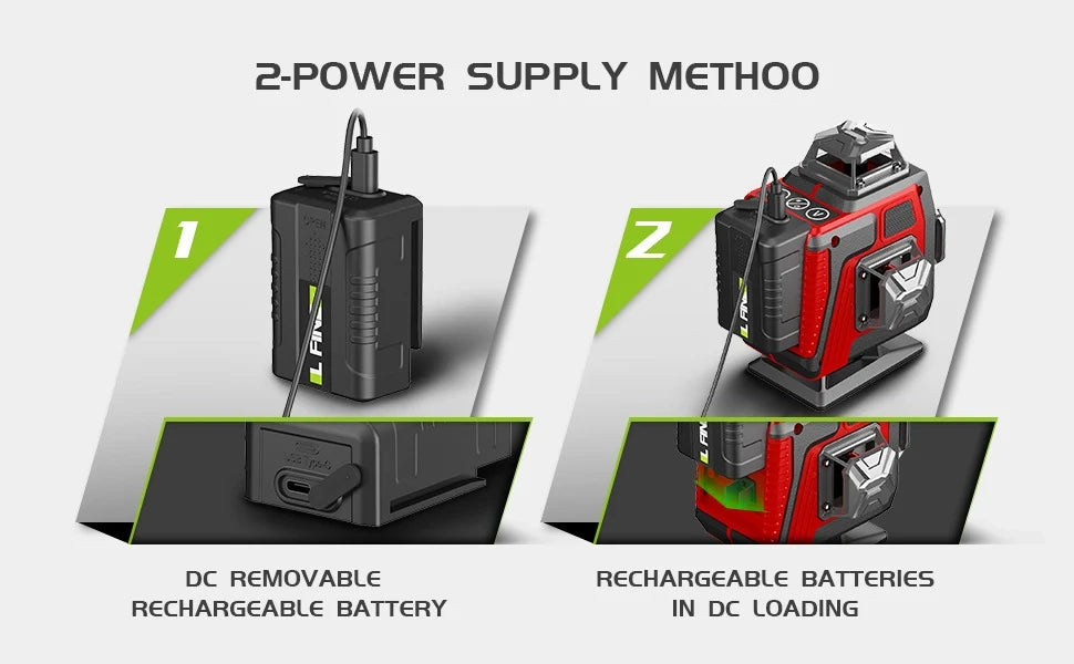 Livello laser professionale 16 linee 4D con raggio verde a 360°