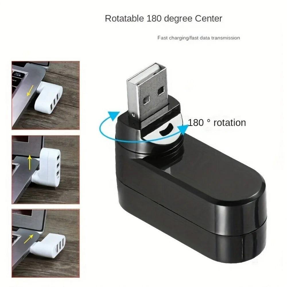 Drehbarer USB-2.0-Hub mit drei Anschlüssen