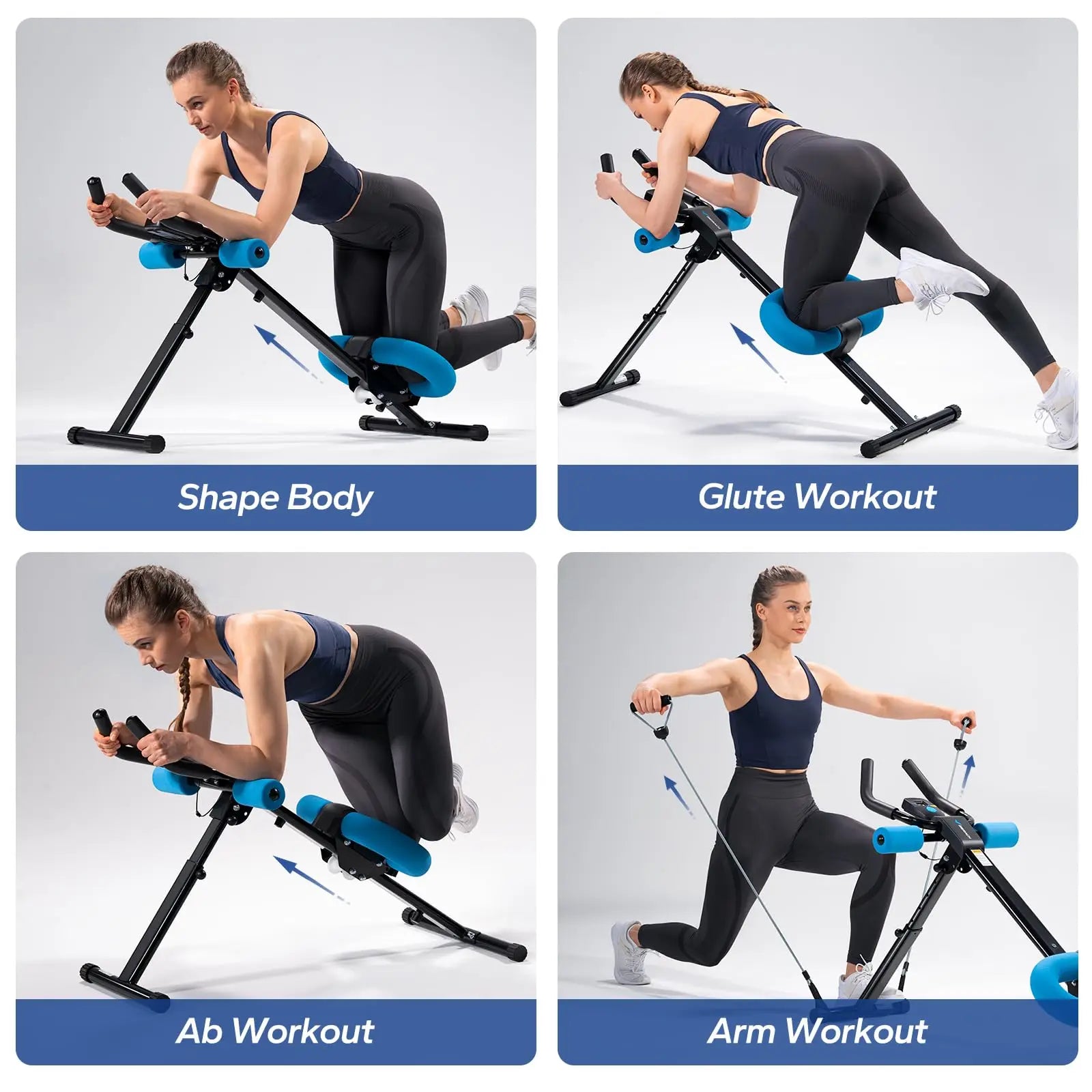 Adjustable Ab Trainer Machine Foldable Core Workout with LCD Monitor