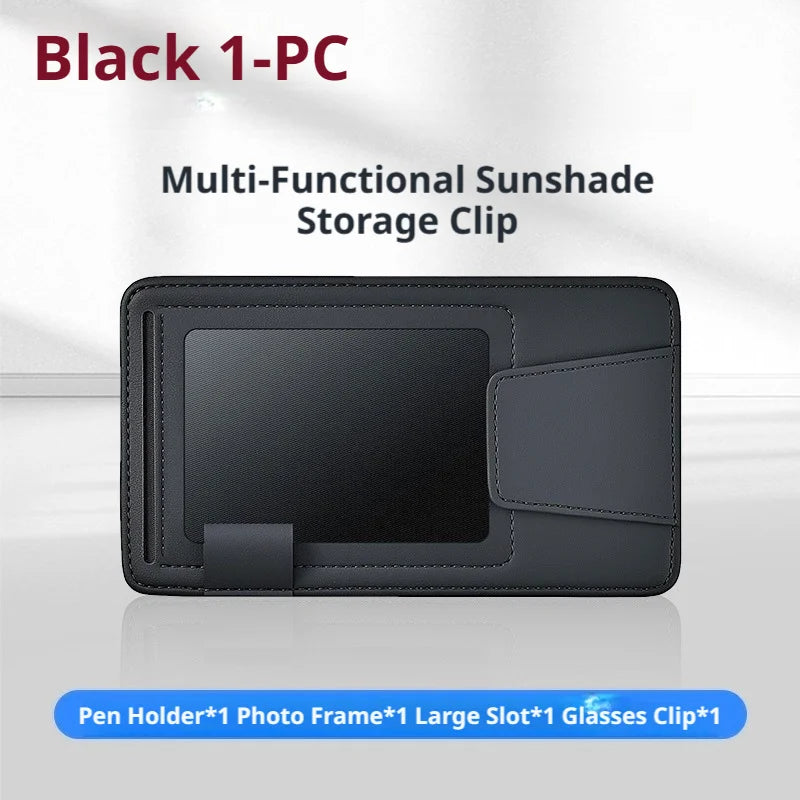 SEAMETAL Universal Car Sun Visor Organizer Microfiber Leather Ultra-Slim Powerful Magnetic Glasses Clip 3-in-1 Car Storage Bag