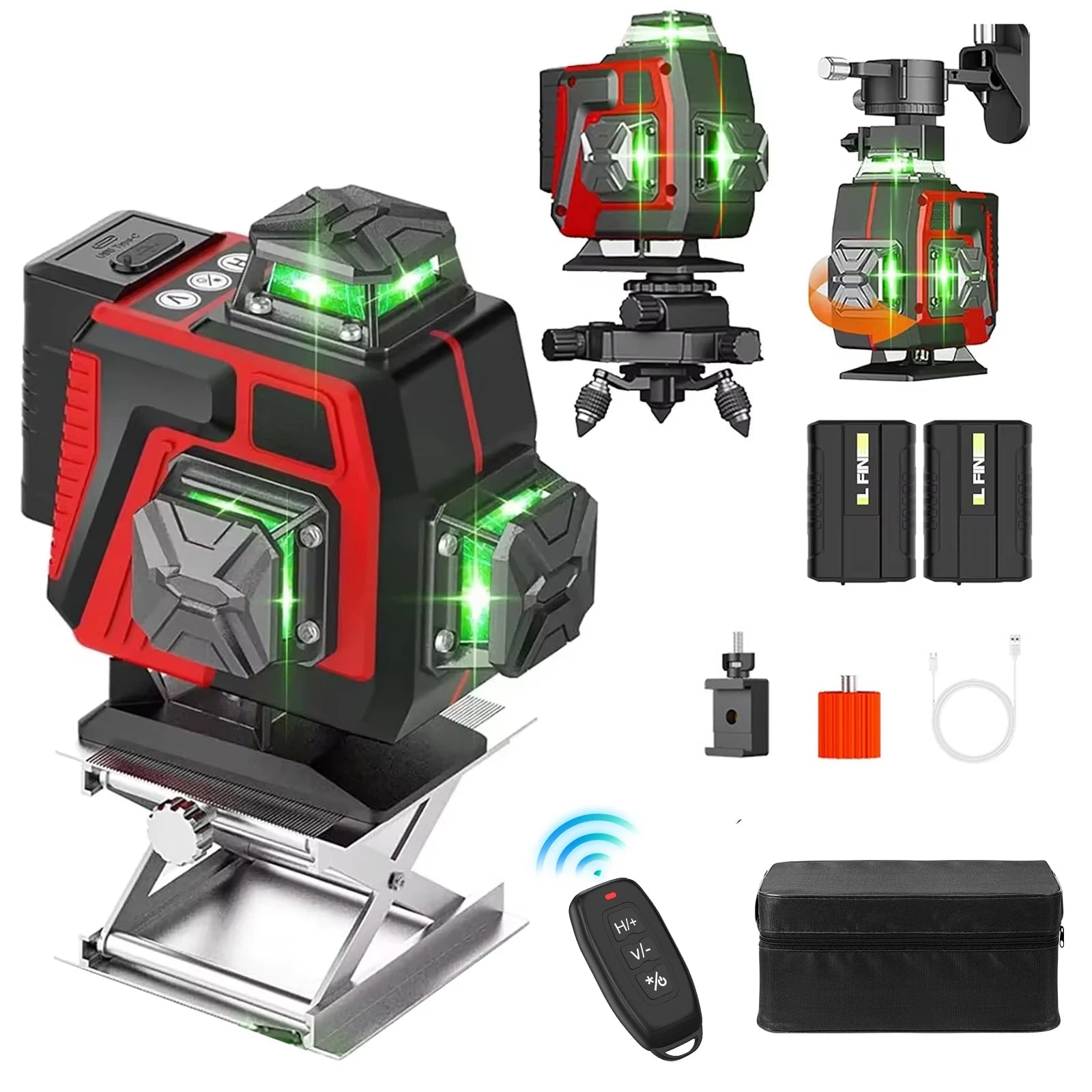 16 Lines Laser Level With 1.2M Tripod Green Line SelfLeveling 360 Horizontal And Vertical Remote Control Green Beam Laser Levels