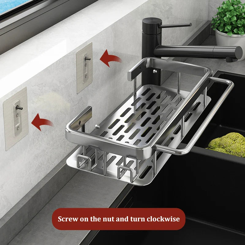 Wall-Mounted Sink Organiser with Removable Drip Tray