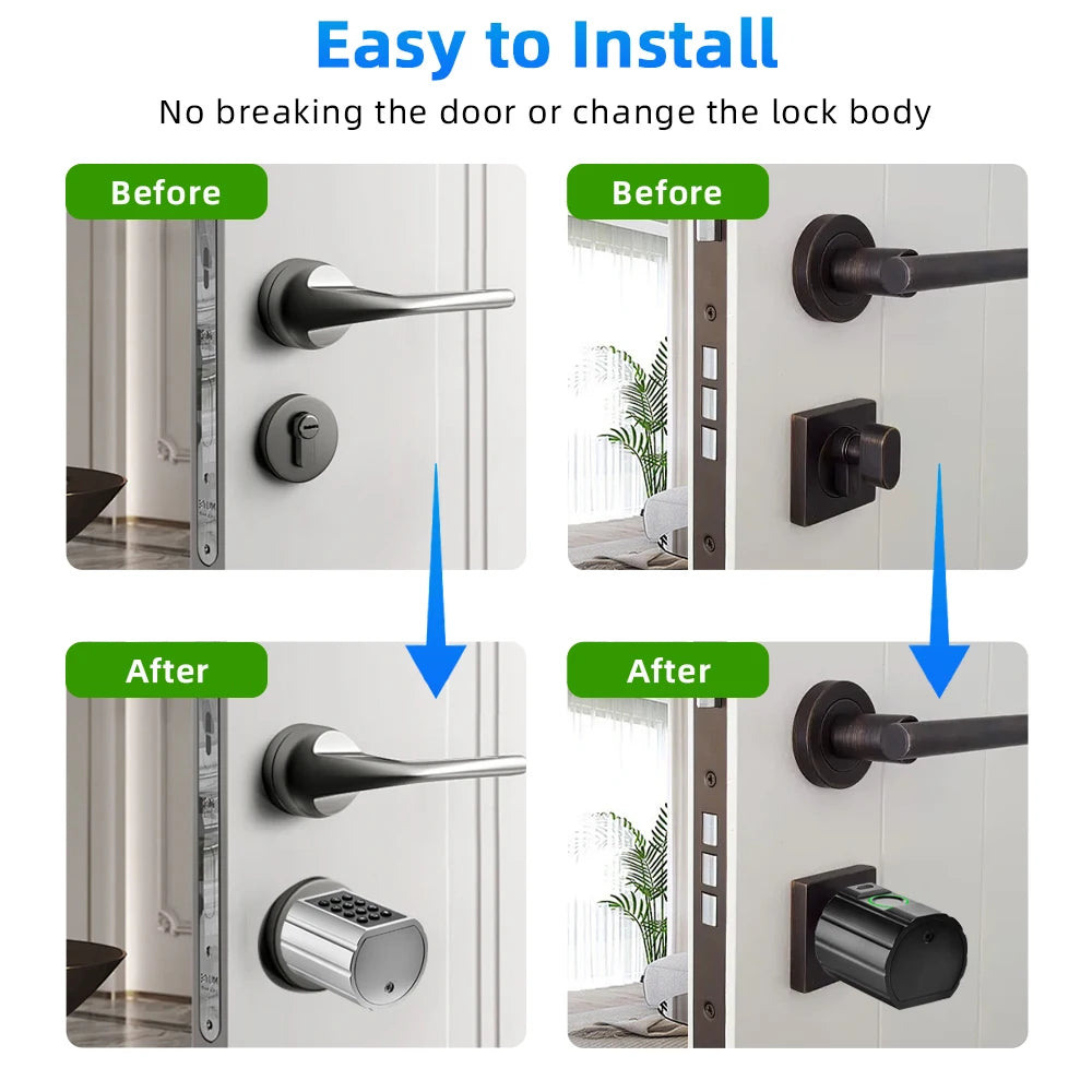RAYKUBE L12 Tuya BLE Fingerprint Cylinder Digital Door Lock With 60/70 mm Adjustable Cylinder length Password/Key/Tuya APP Unlok