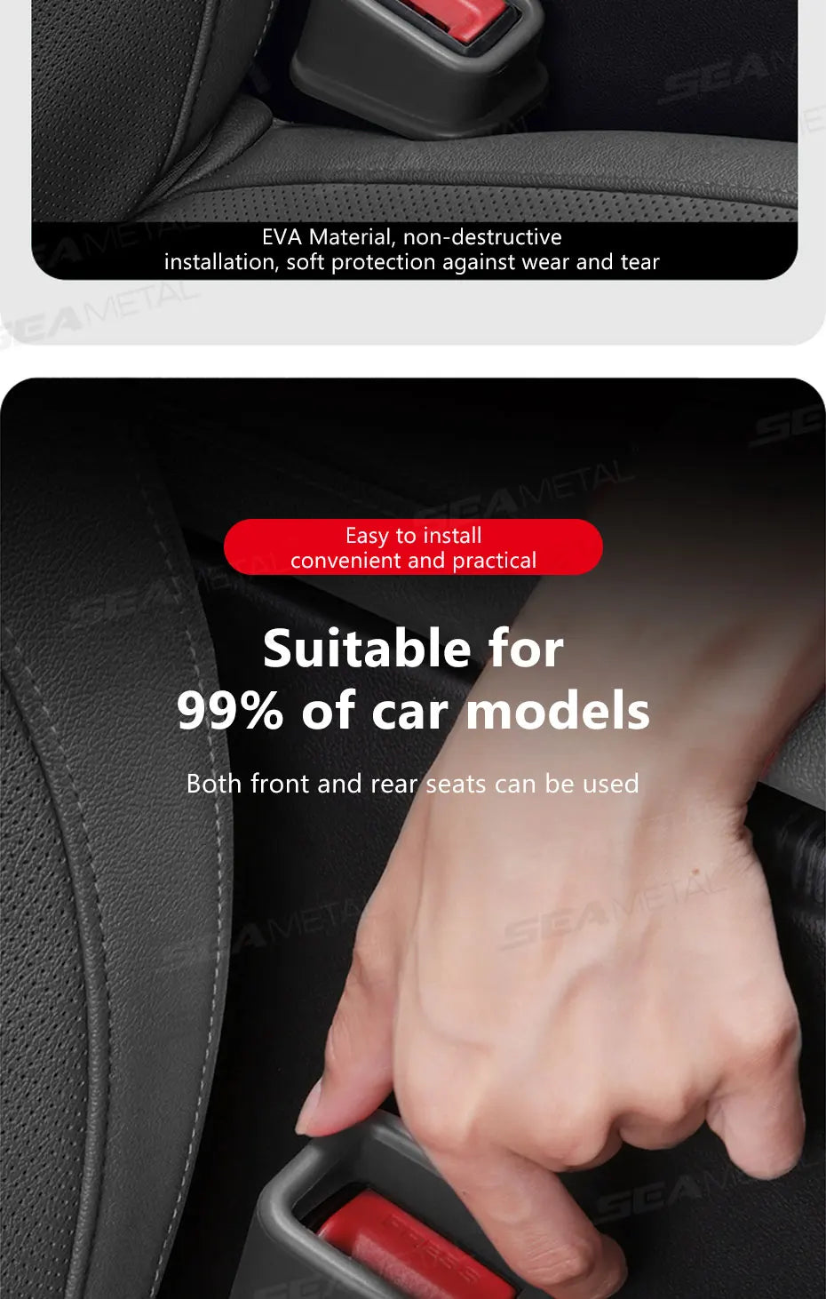 SEAMETAL 2Pcs Seat Belt Buckle Holder for Car Seatbelt Buckle Fastener Anti-Scratch Full-Wrapped Car Seatbelt Protection Cover