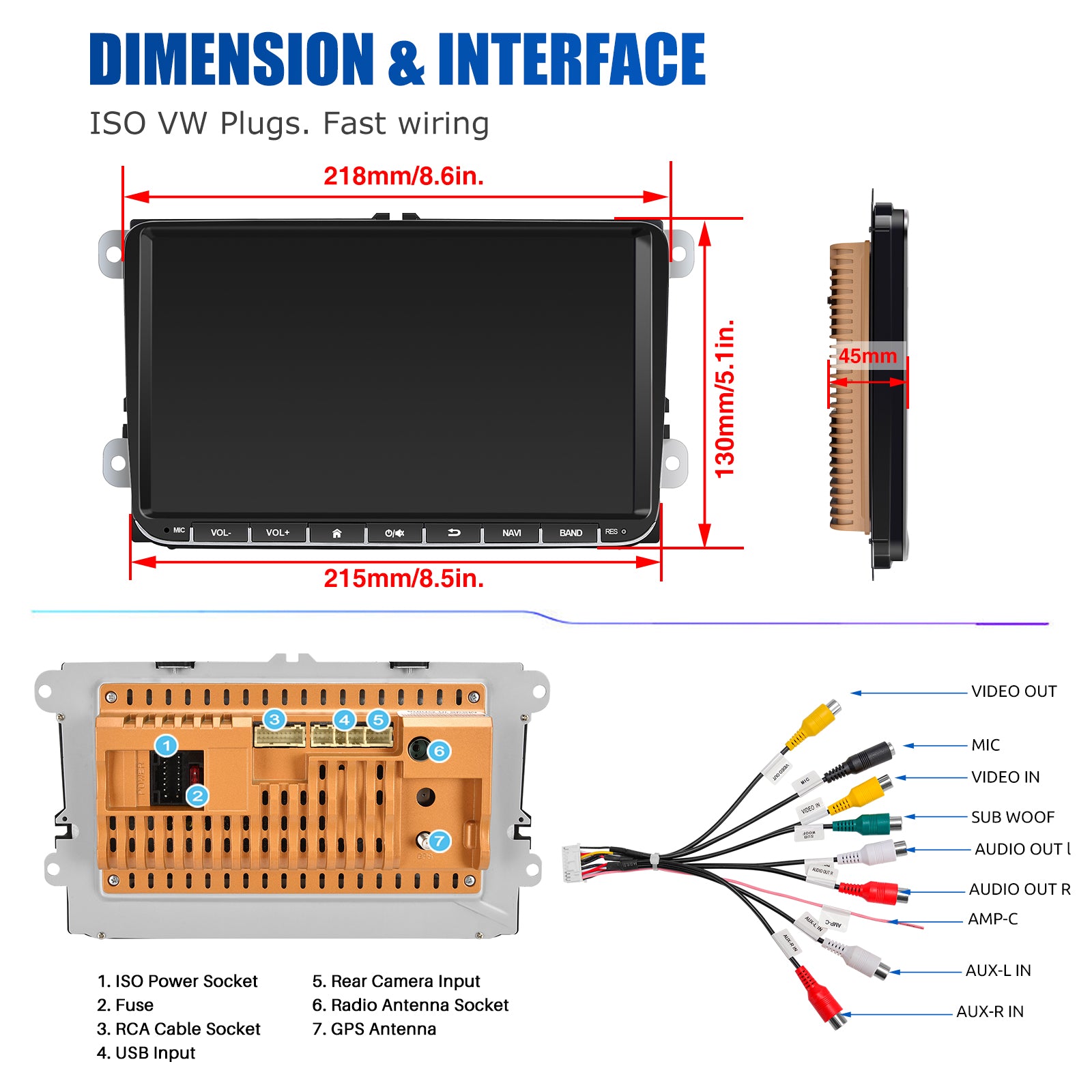 9" Android 14 4G+64G langaton Carplay autostereo GPS NAVI WIFI RDS FM BT EQ VW Golf 5 6 Passat Polo Touran Tiguan Caddy EOS varten