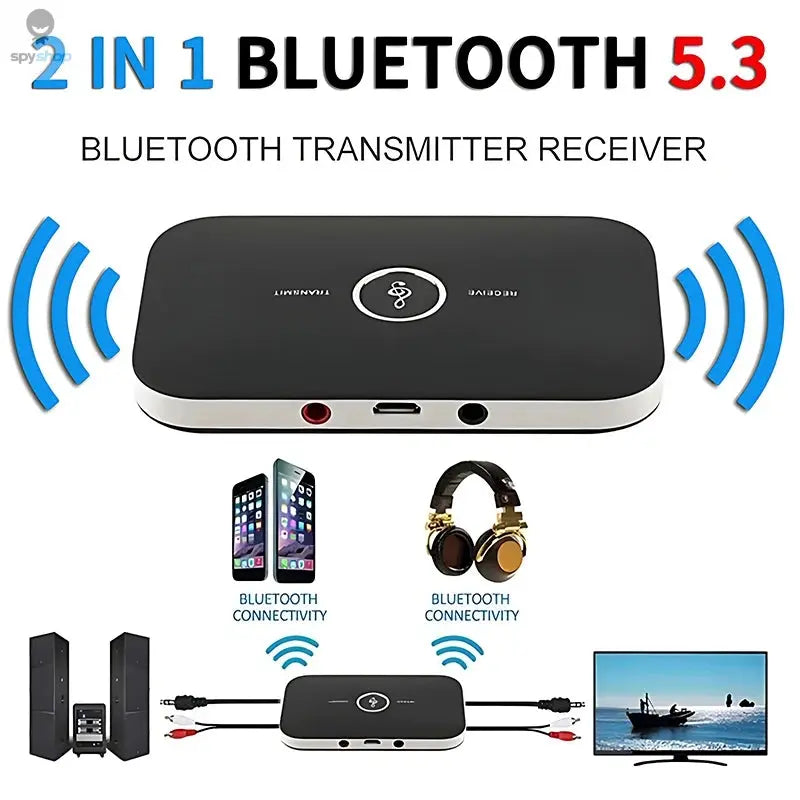 B6 2 IN 1 Bluetooth 5.3 Audio Transmitter Receiver 3.5mm AUX Jack RCA USB Dongle Music Wireless Adapter For Car PC TV Headphone Spy-shop.com