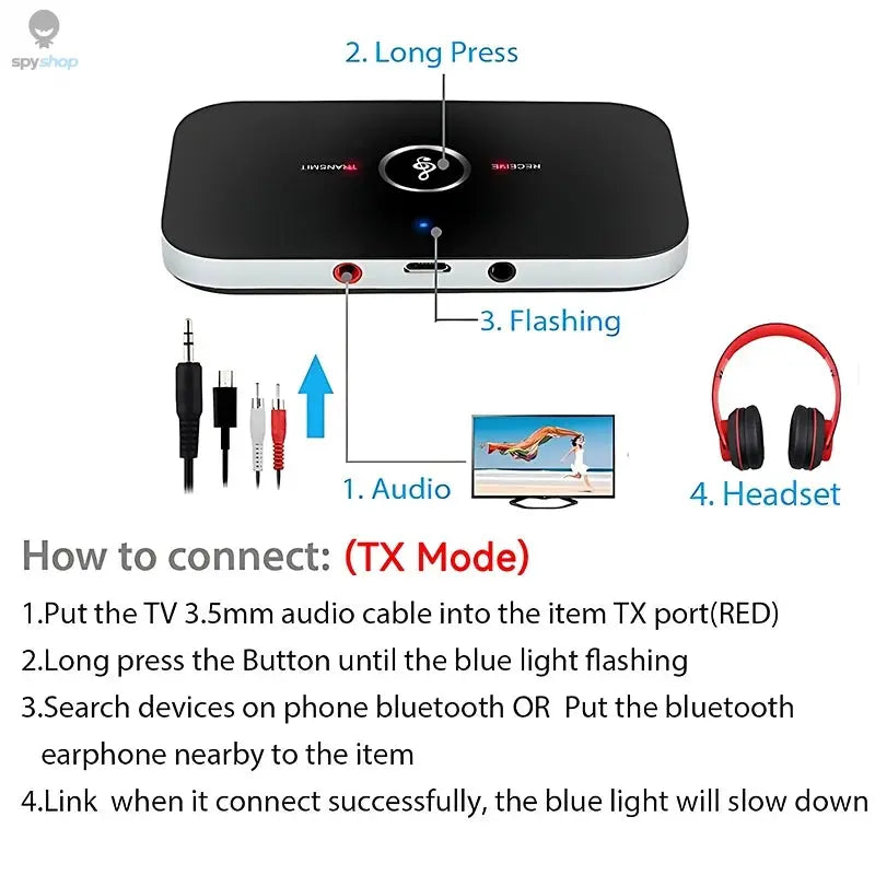 B6 2 IN 1 Bluetooth 5.3 Audio Transmitter Receiver 3.5mm AUX Jack RCA USB Dongle Music Wireless Adapter For Car PC TV Headphone Spy-shop.com