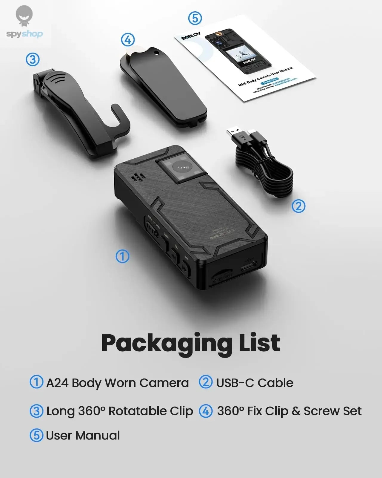 BOBLOV Mini Camera A24 HD 1296P Sports Action DV Digital Cameras Security Protection Small Camcorder Pocket Police Body Camara Spy-shop.com