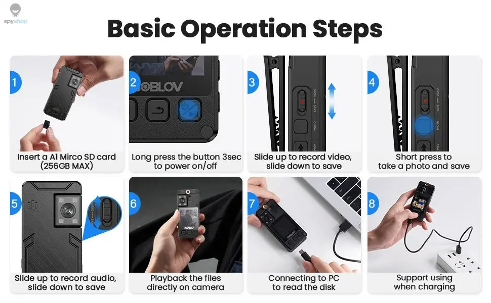 BOBLOV Mini Camera A24 HD 1296P Sports Action DV Digital Cameras Security Protection Small Camcorder Pocket Police Body Camara Spy-shop.com