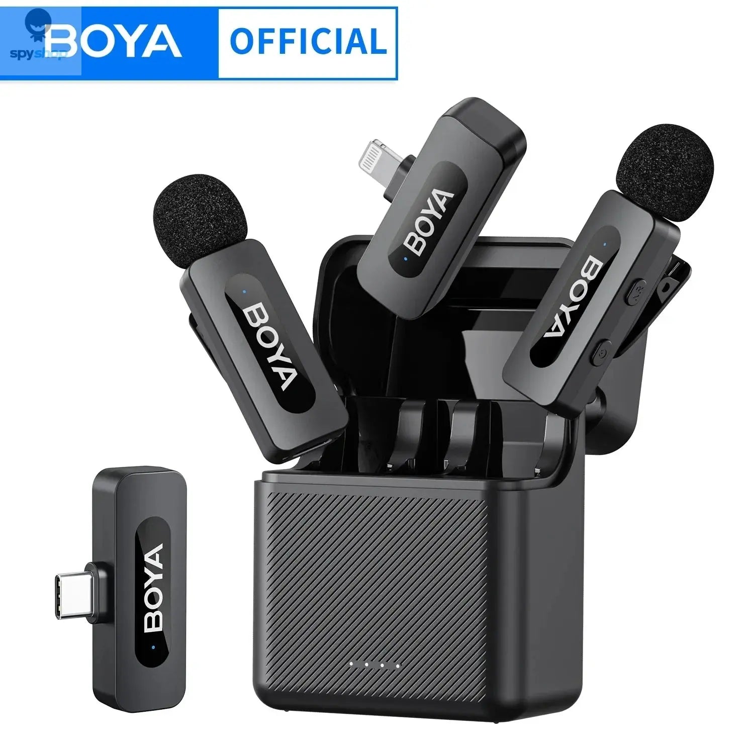 BOYA BY-V3 Wireless Lavalier Lapel Mirophone Noise-cancelling Rechargeable Mic for iPhone Android Camera Live Streaming Vlogging Spy-shop.com