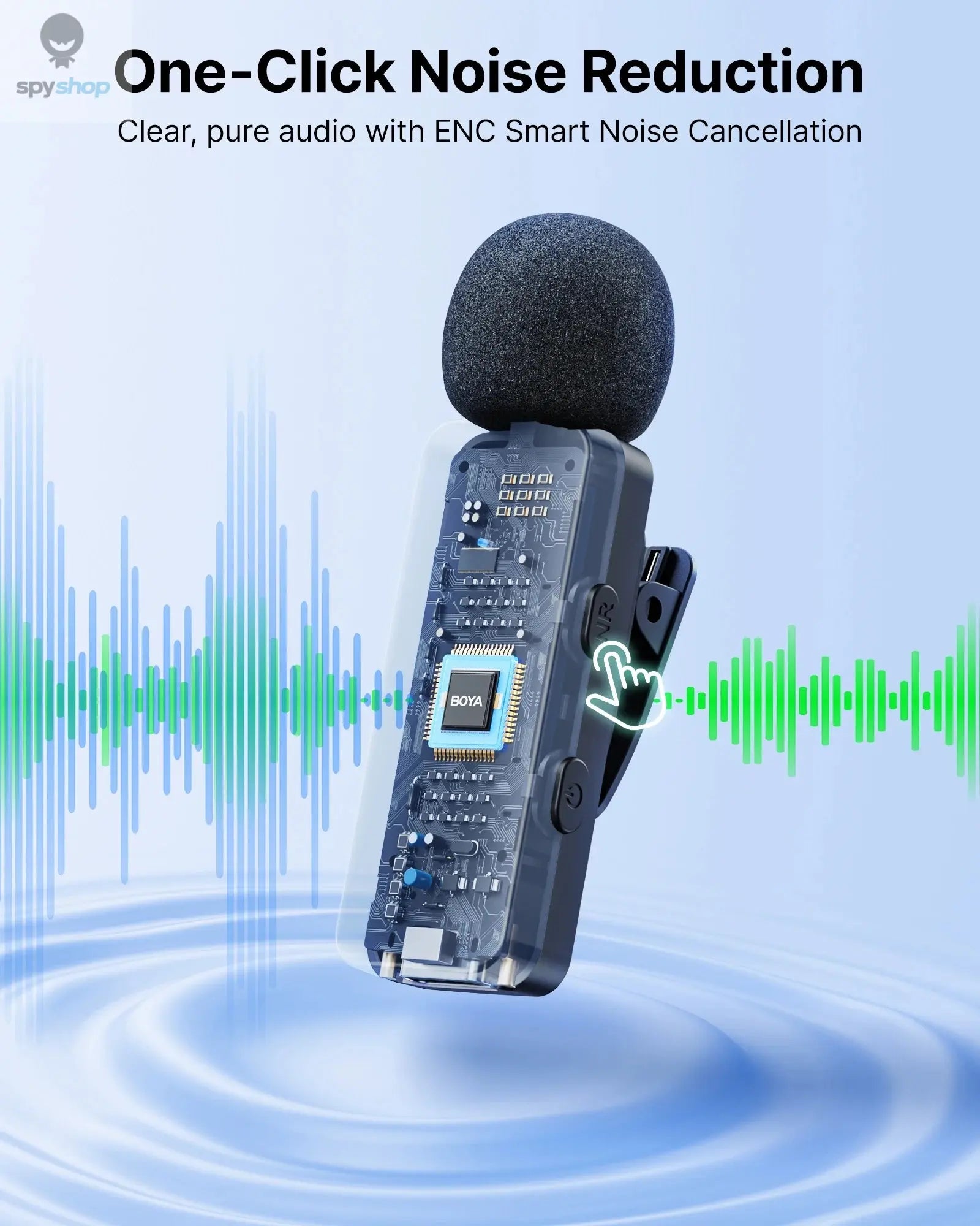 BOYA BY-V3 Wireless Lavalier Lapel Mirophone Noise-cancelling Rechargeable Mic for iPhone Android Camera Live Streaming Vlogging Spy-shop.com