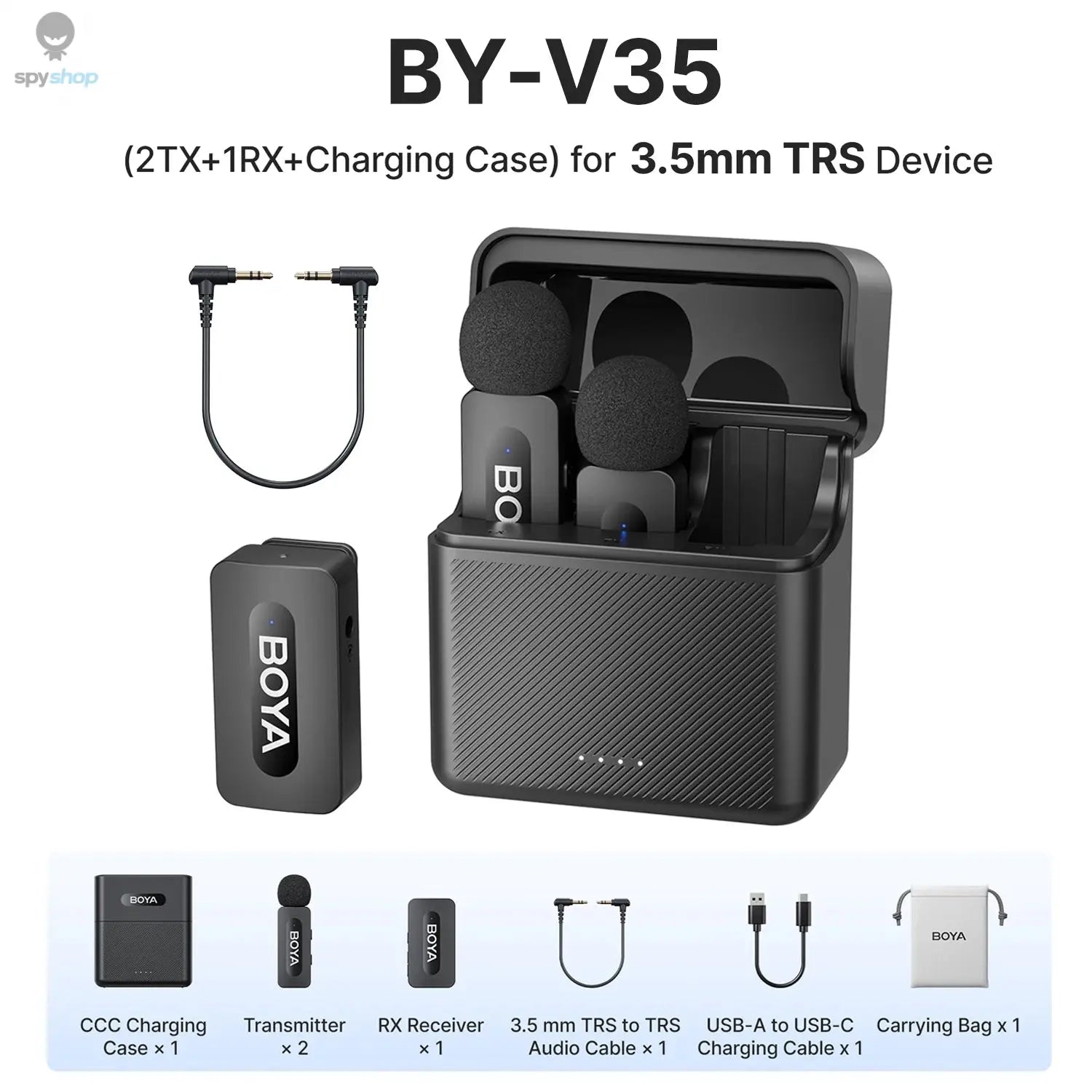 BOYA BY-V3 Wireless Lavalier Lapel Mirophone Noise-cancelling Rechargeable Mic for iPhone Android Camera Live Streaming Vlogging Spy-shop.com