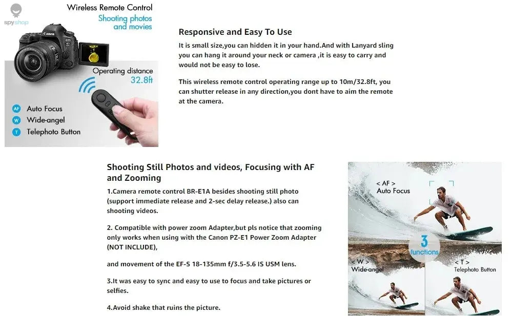 BR-E1 Wireless Remote Control Shutter Release for Canon EOS R5II R50 R8 R6II RP 850D 6DII 90D 77D 800D 200DII M200 M50II G7XIII