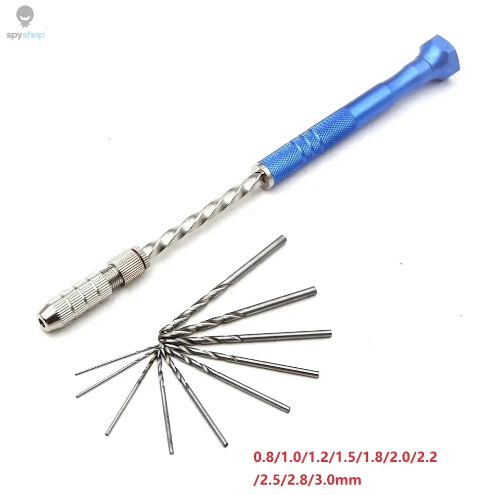 Blue Extended Semi-automatic 0.5-3mm Hand Twist Drill Amber Plastic Circuit Board Drilling Tool Twist Drill Set